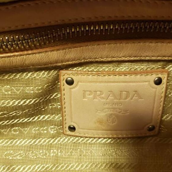 Prada XL soft nappa leather bag beige peach purple Pink double handle Tote dyed - Picture 14 of 16